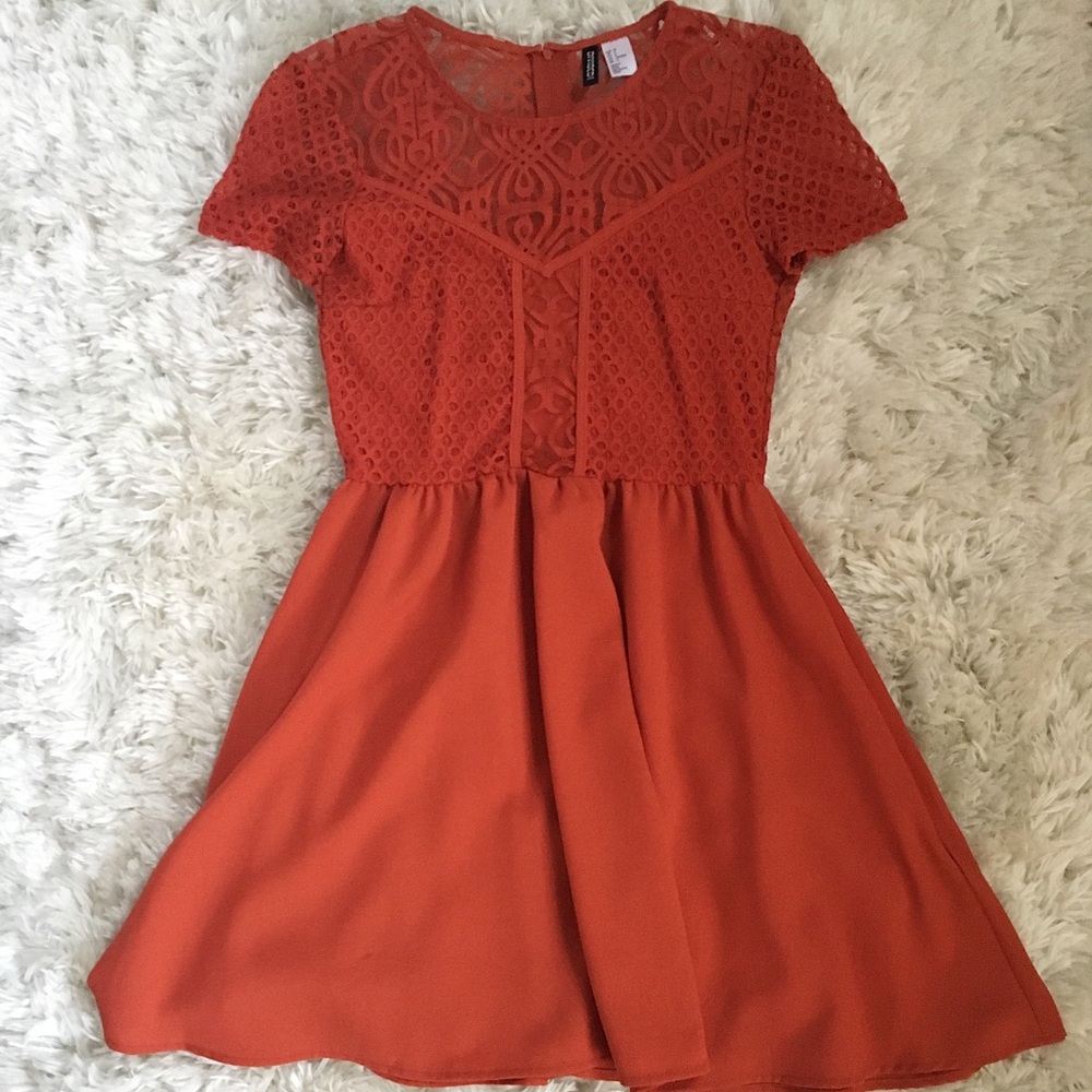 Lace Detail Fit and Flare Dress